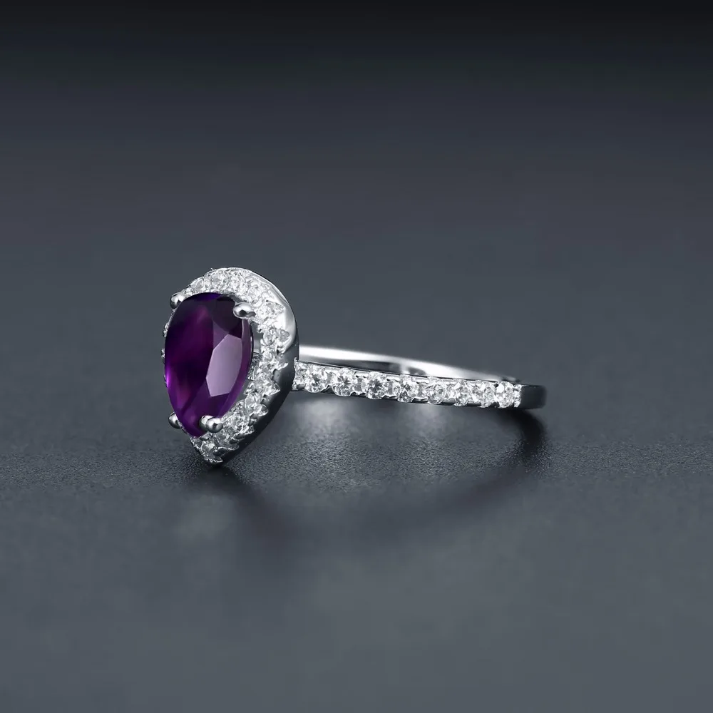 Gem's Ballet 1.08Ct Натуральный Аметист Фиолетовый Свадебные обручальные кольца для женщин 925 пробы Серебряное кольцо романтическое хорошее ювелирное изделие
