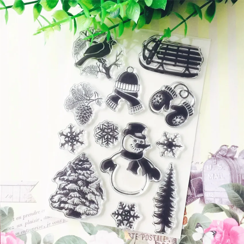 PANFELOU Снеговик сани прозрачный силиконовый штамп/печать для DIY