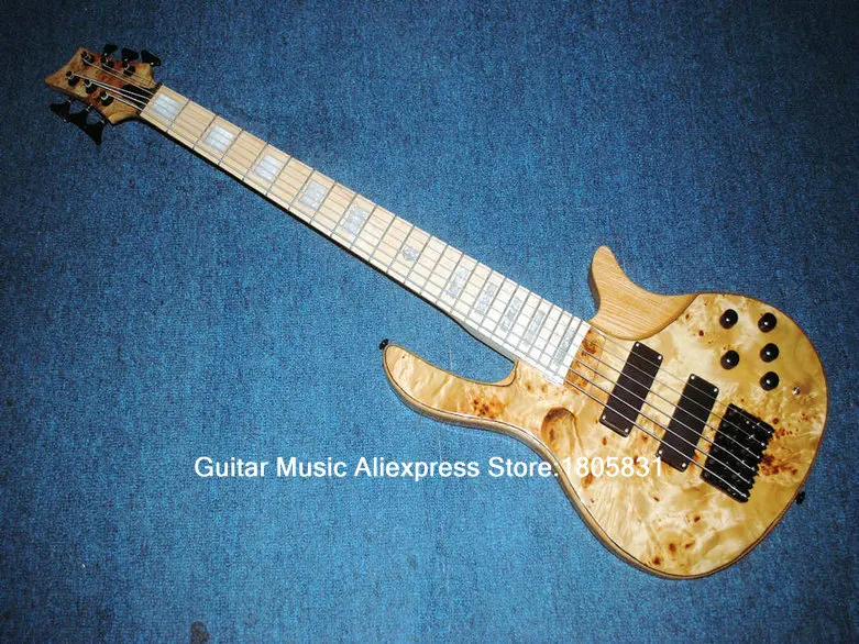 Новое поступление 6 струнный Деревянный электрический бас цельный шейный с