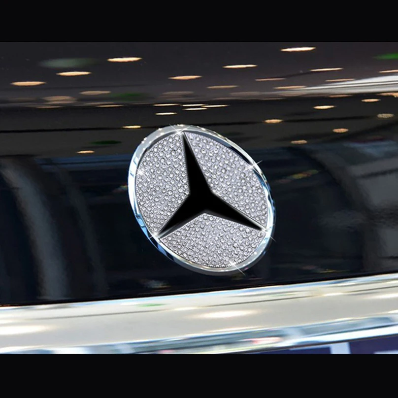 Алмазная наклейка на заднюю эмблему автомобиля Mercedes Benz C E Class C200L GLA GLK GLC260|Наклейки