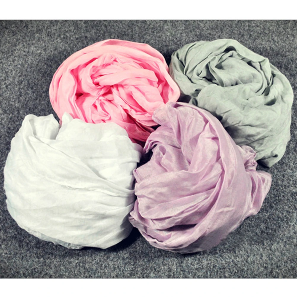 Модный женский однотонный длинный шарф из вуали на осень и зиму Легкий Шарф Шаль