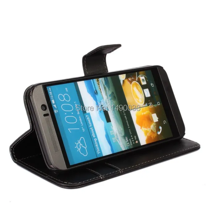 Черный высококачественный чехол бумажник из искусственной кожи для htc One M9 книжка