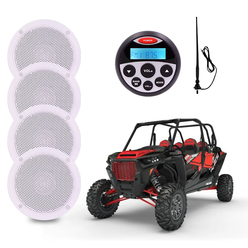 Морской Стерео Лодка аудио Bluetooth Радио FM AM USB MP3 плеер для мотоцикла Авто ATV UTV " водонепроницаемый динамик радио антенна