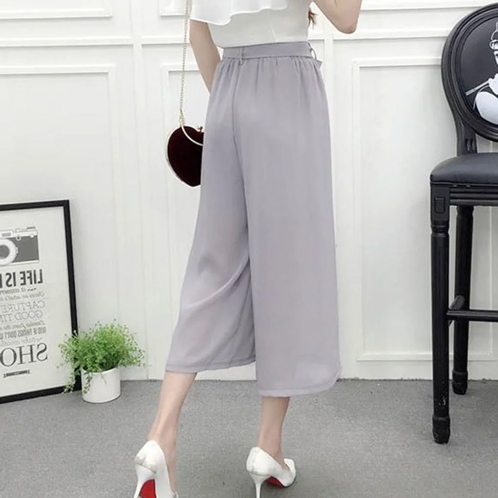SAGACE повседневные шифоновые женские брюки свободные широкие с высокой талией