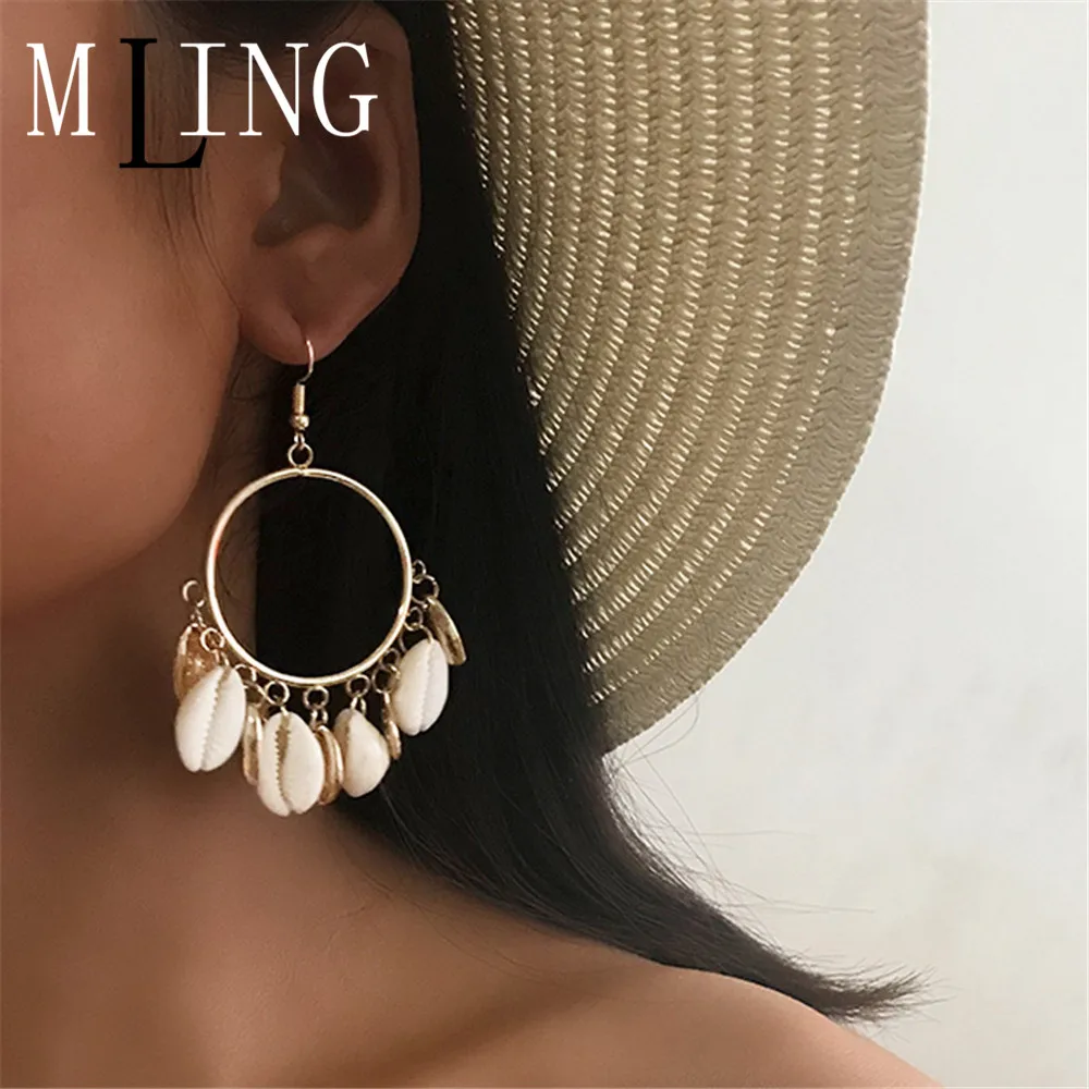 Женские винтажные серьги-подвески MLING из сплава золотого и большого круга в