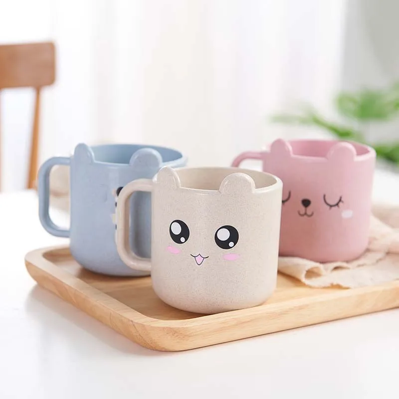 150ml Safety Wheat Cute Baby Milk Cup Cartoon Animal Bear Panda Cat Kids Feeding Water Tea Mug | Мать и ребенок