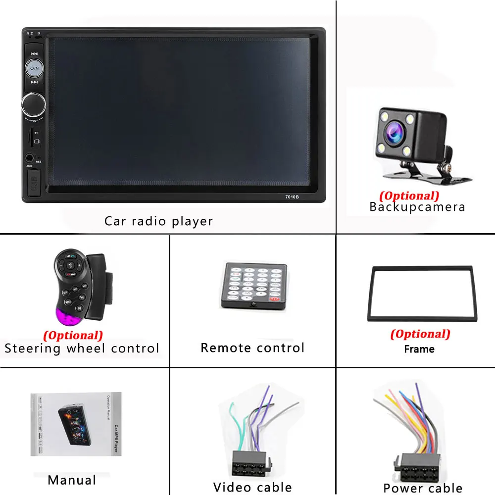Camecho 2 Din 7 дюймов сенсорный экран Автомагнитола Bluetooth Мультимедиа Авто Аудио плеер стерео Поддержка камеры заднего вида 2Din