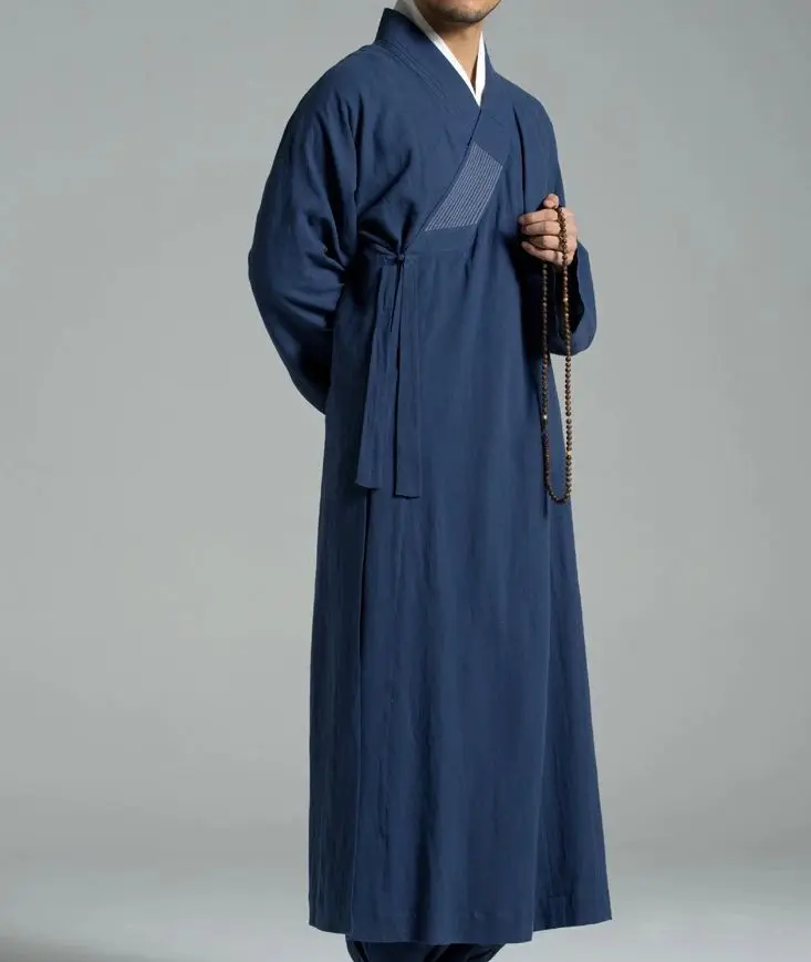 unisex Summer&ampSpring top quality cotton&amplinen zen lay robe uniforms shaolin kung fu suits meditation Buddhist monk clothing blue | Спорт
