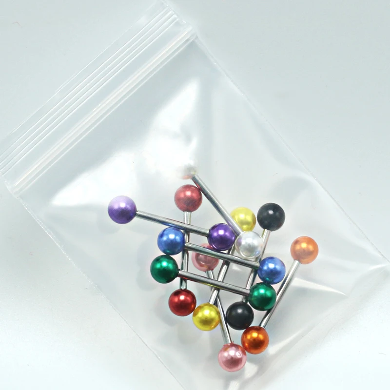 Wholesale 9PCS/lot 14G Tongue Rings Acrylic Barbell Piercing Langue Surgical Steel Bar Nipple Ring Body Jewelry | Украшения и