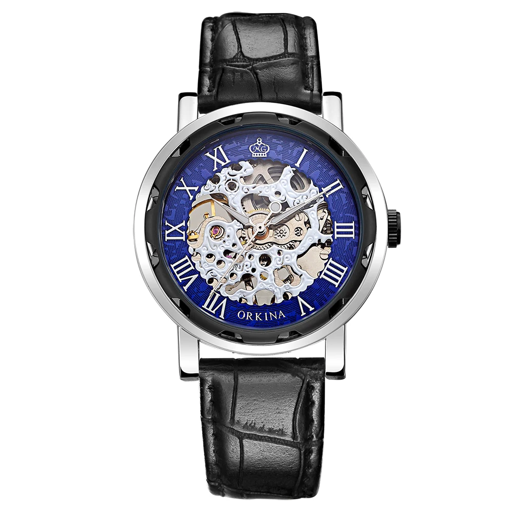 Мг. Часы скелетоны Мужские механические с кожаным ремешком|watch at|watch erkekwatch erkek saat |