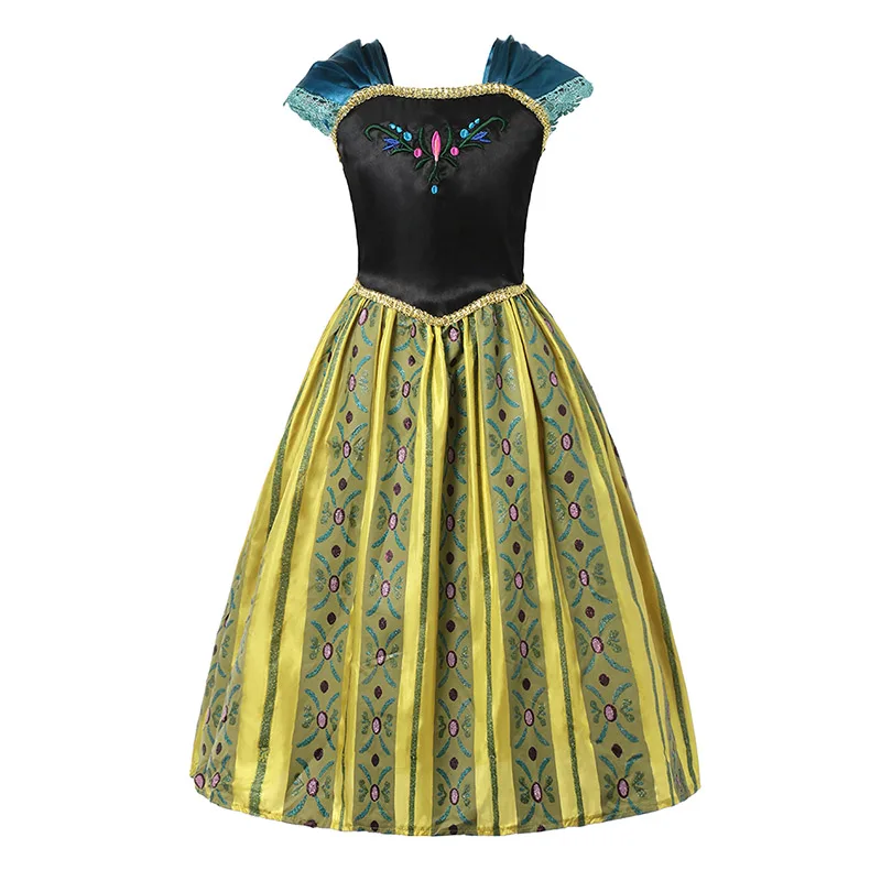Anna Dress 03 Платье принцессы Анны и Эльзы для девочек; Детский карнавальный костюм; детская Снежная королева; Эльза и Анна; нарядное платье Эльзы для Хеллоуина - Цвет: Anna Dress 03