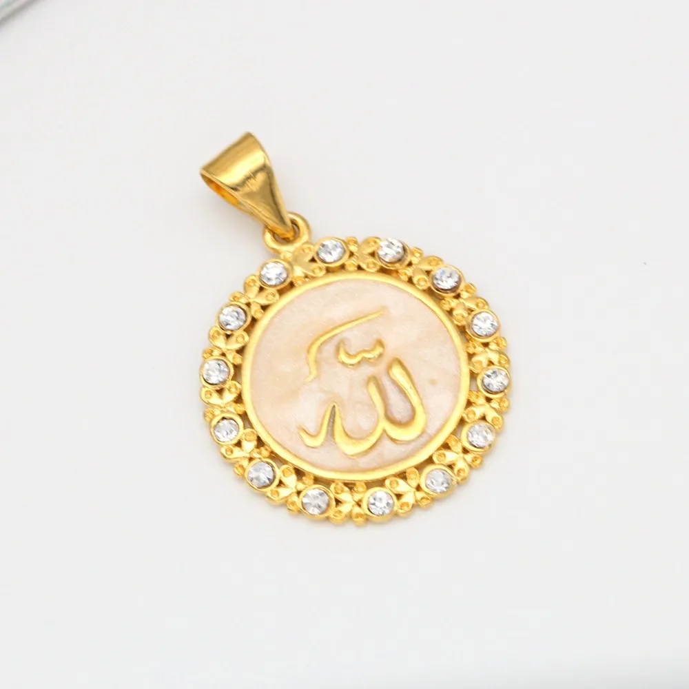 Allah Jewellry Pendant Women / Child Golden Color With Rhinestone Trendy Design Islamic Muslim Necklace Jewelry | Украшения и