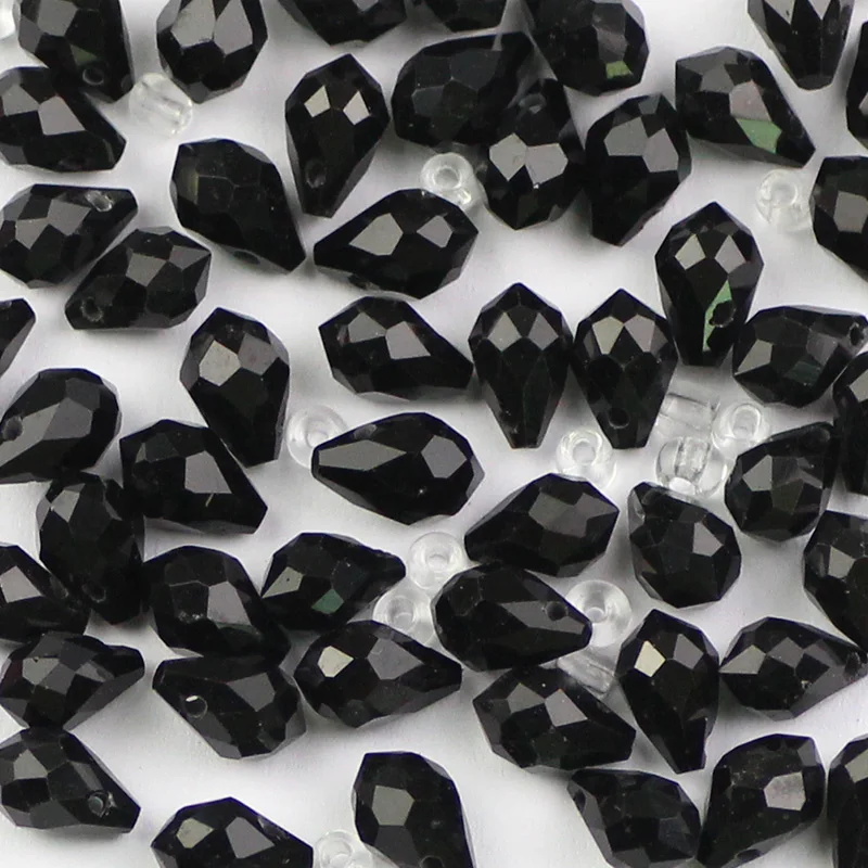 Black WLYeeS 5x8 мм в форме капель воды Австрийский Кристалл бусины 50 шт. каплевидные Подвески Свободные бусины ювелирные изделия ожерелье изготовление сережек DIY - Цвет: Black