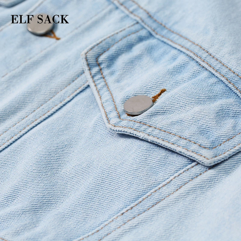 ELFSACK новинка женские куртки хлопковые повседневные с длинным рукавом джинсовые