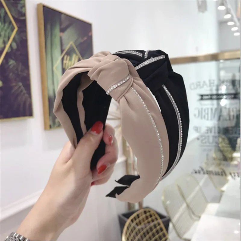 

Fashion hair accessories women macarons with diamonds knotted wide-brimmed headband headband versatile girl hair band headwear