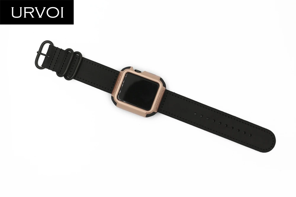 Чехол URVOI для Apple Watch series 3 2 1 pc, жесткий защитный силиконовый чехол для iWatch, металлический дизайн 38 42 мм