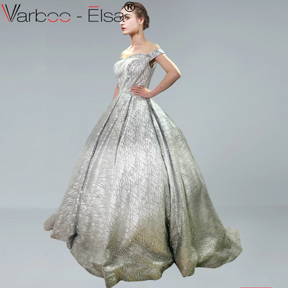 VARBOO_ELSA/Серебристые Роскошные Выпускные платья с блестящими блестками Длинные