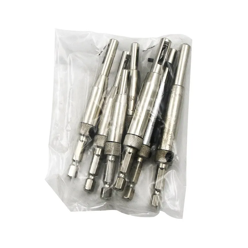 

8Pcs/set 1/4" Shank Door and Window Hinge Hole Drilling Set Woodworking Hole Punch Hexagon Positioning Pocket Bit Tools