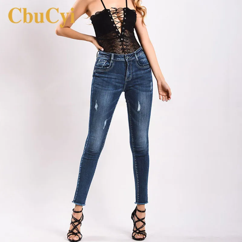 Женские винтажные брюки джинсы ультраэластичные Выбеленные рваные женские из