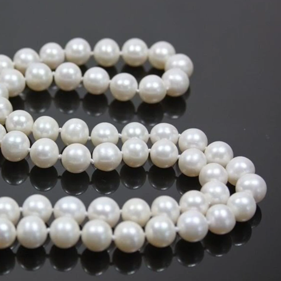 

High quality white natural freshwater cultured 7-8mm round pearl beads diy clasp necklace jewelry gifts 18inch MY4509