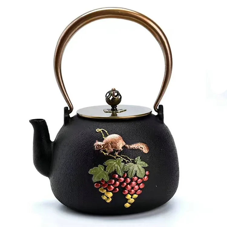 Чугунный Железный чайник, Набор японских чайников Tetsubin чайные принадлежности кунгфу инструменты сито из нержавеющей стали белка чайный чайник 1.3L