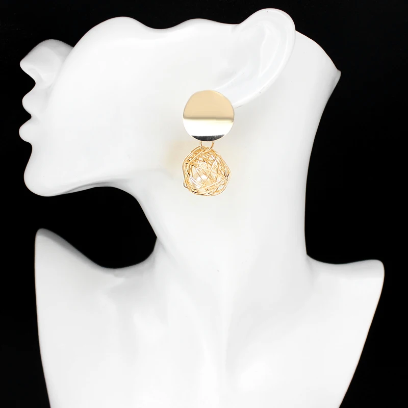 Геометрические металлические сферические серьги новая мода золотые и