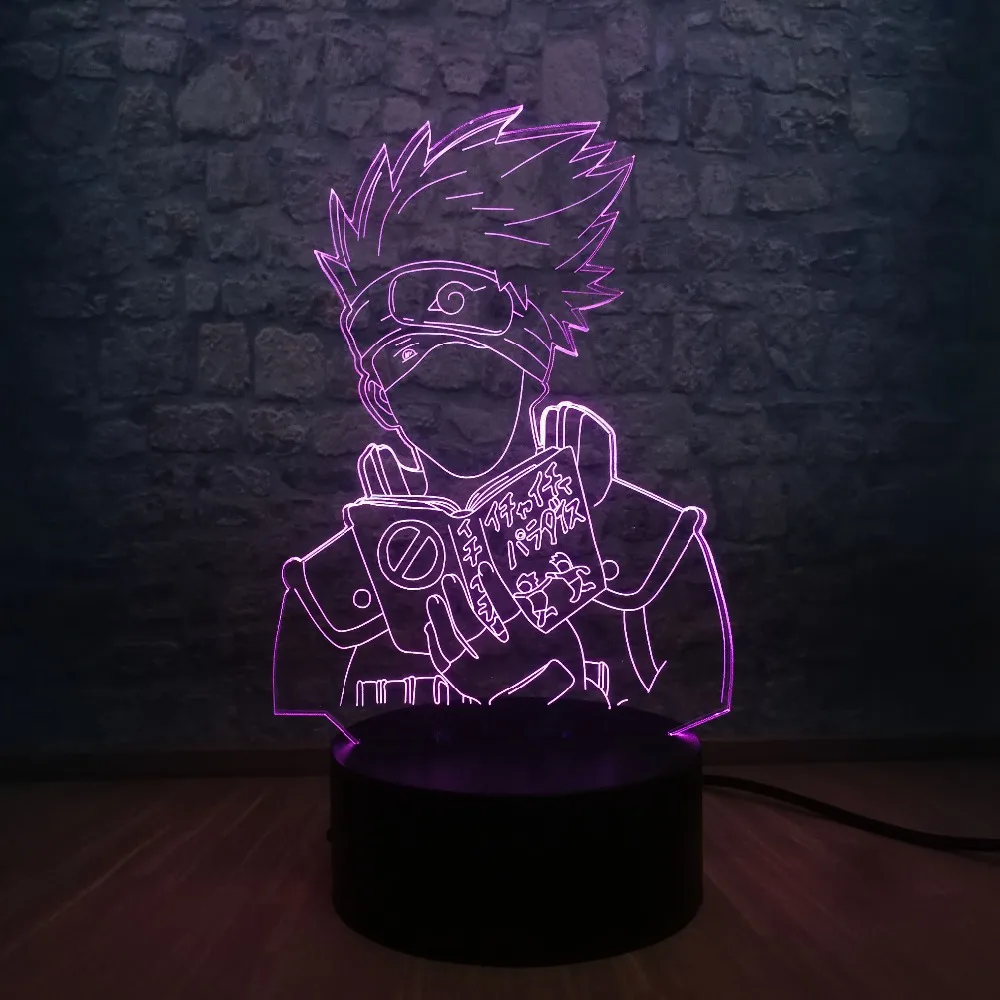 Рисунок, аниме, Наруто Хатаке Какаши 3D светодиодный Gradient Night Light Батарея питание комната подростка Декор дети творческий подарок на день рождения Рождество