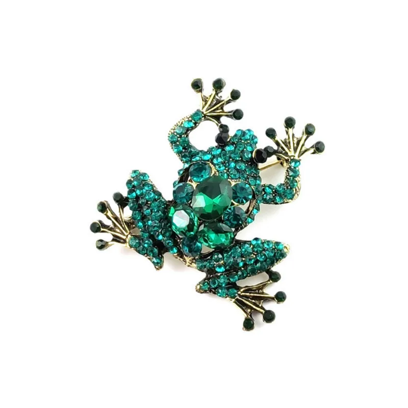 Креативный зеленый кристалл брошь с дизайном лягушка для женщин темперамент