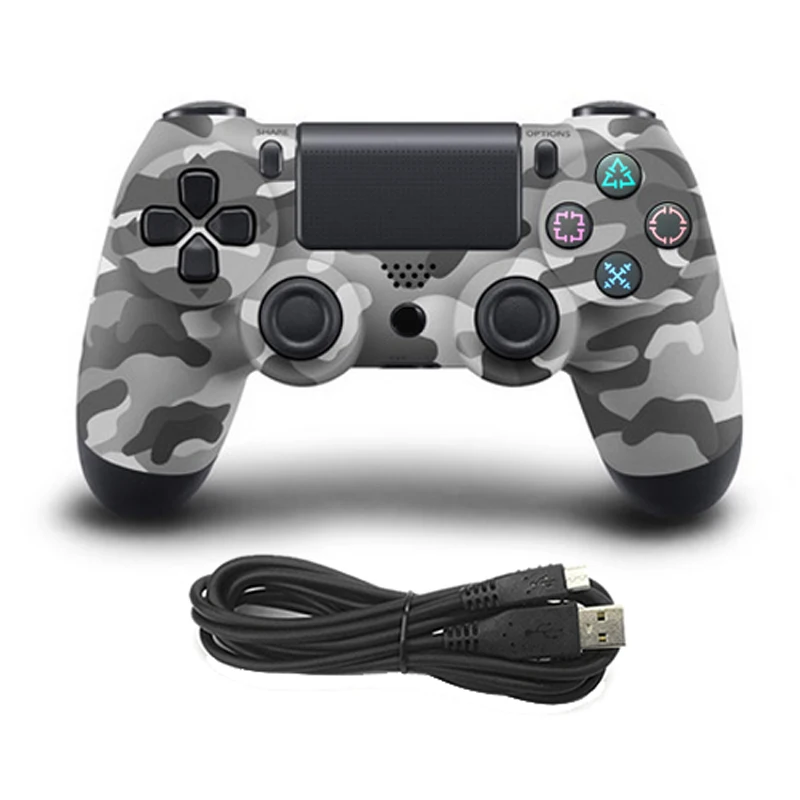 Gray Camo Проводные Джойстики для sony PS4 джойстик PS3 контроллеры Windows PC джойстик проводной ps4 с USB кабелем проводной PC+ Металл геймпад - Цвет: Gray Camo