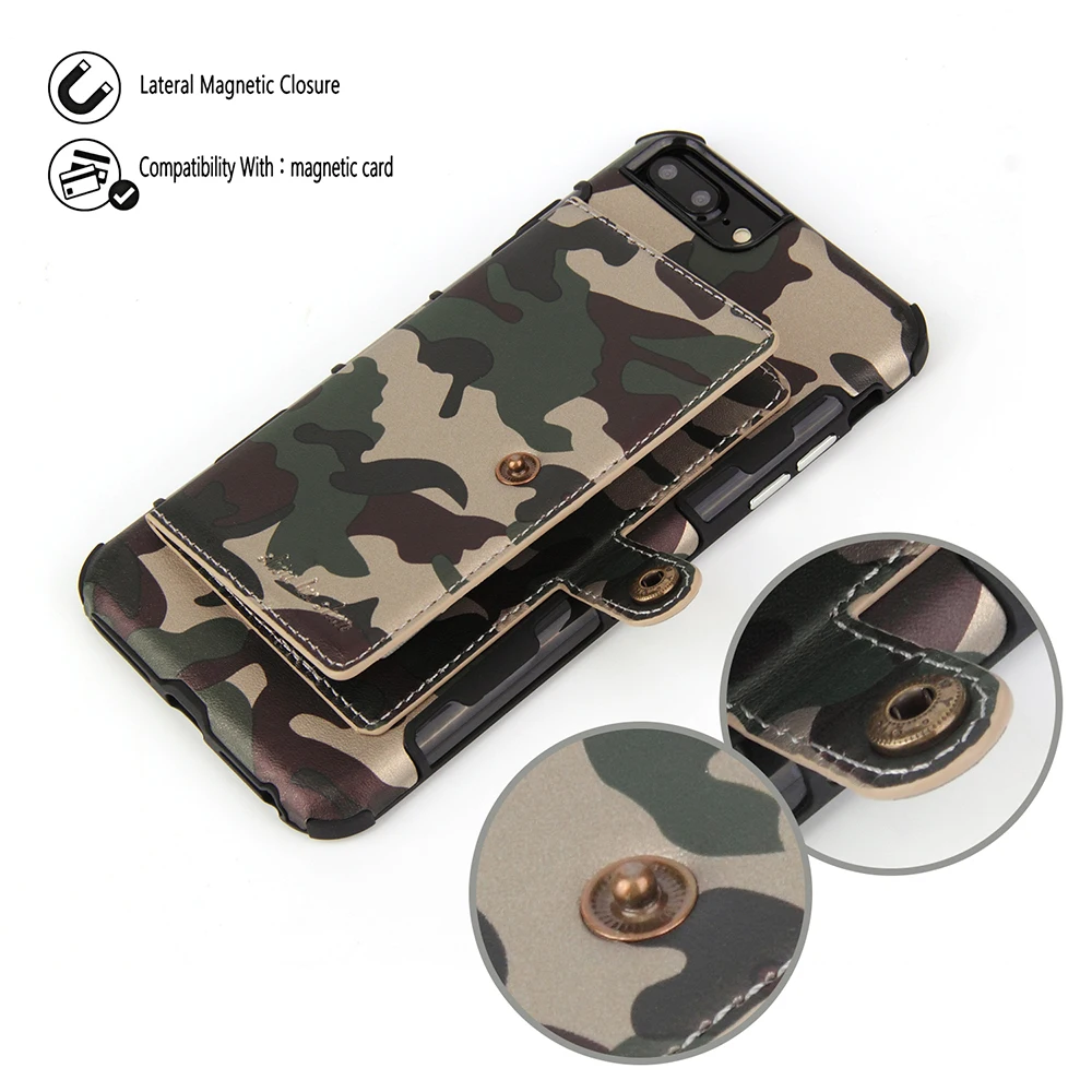 Buckle Card Slot Case for iphone XS Max Cover Army Camo Pattern Leather Coque Fundas X XR 8 7 6 6s Plus Back | Мобильные телефоны и