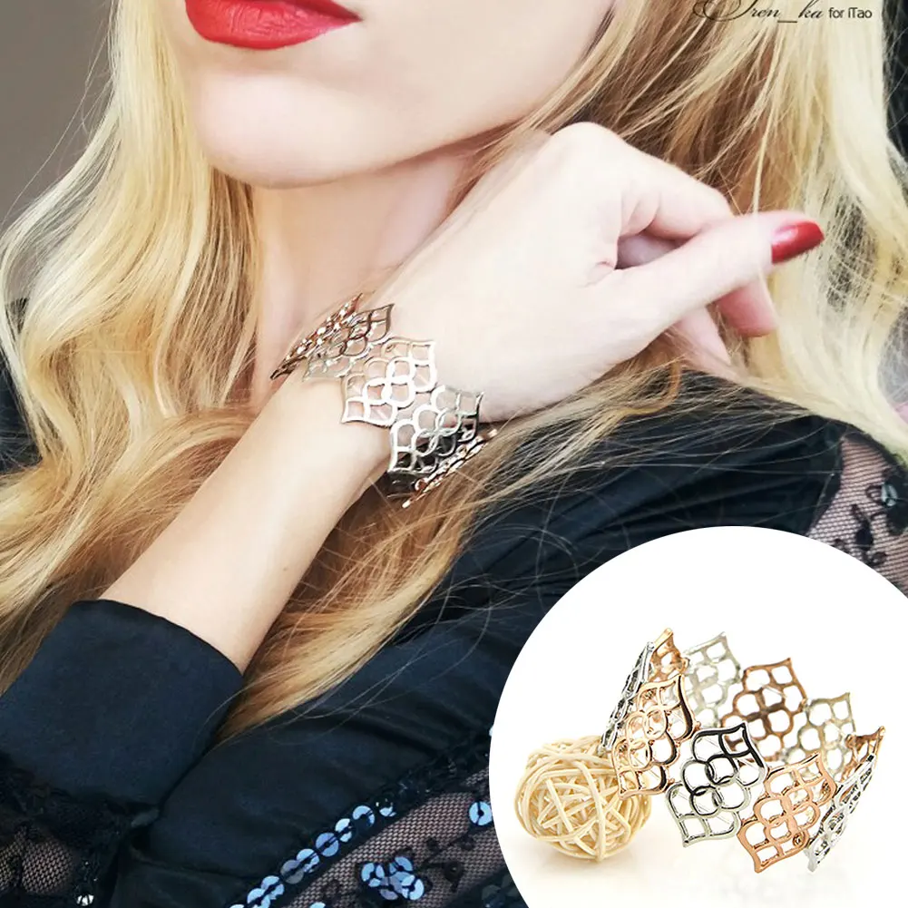 Модный trinketsea полый металлический Серебряный Эластичный браслет браслеты для