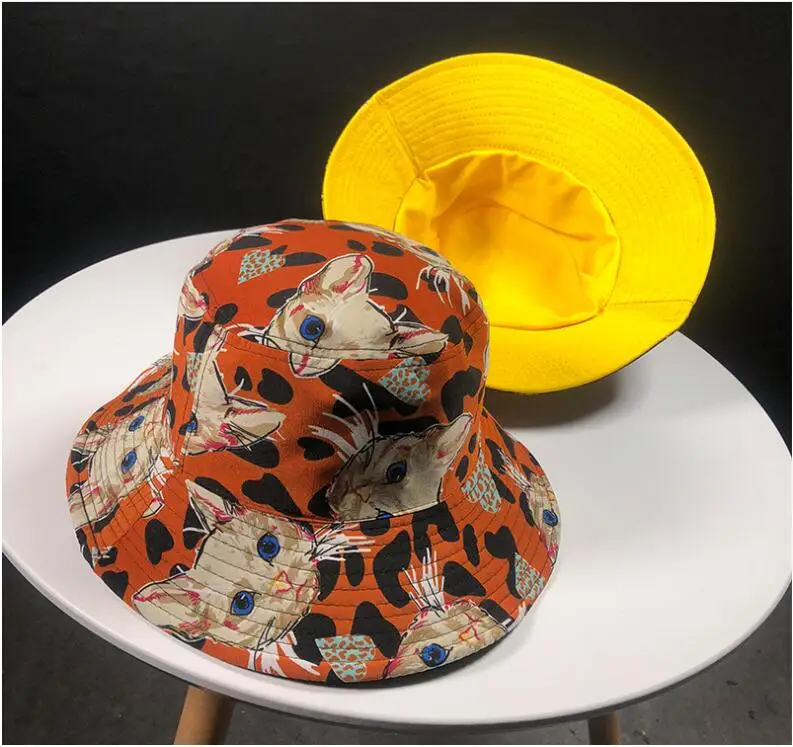 Двусторонняя Милая Кепка-ведро с котом для мужчин и женщин шапка-берет капюшоном