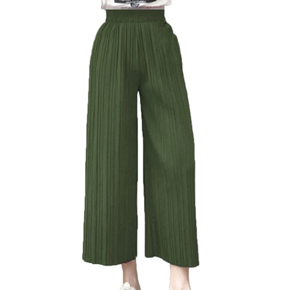 Army Green Новые женские широкие брюки, одноцветные тонкие свободные повседневные брюки на лето VN 68 - Цвет: Army Green