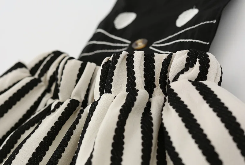 TTONCEN/летнее платье в полоску с рисунком кота для девочек одежда принцессы Детский