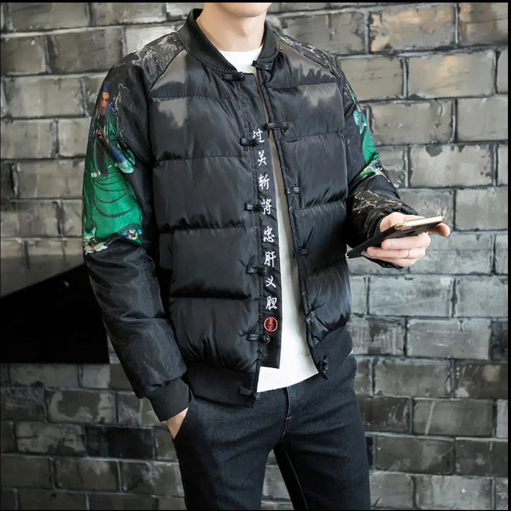 M-5xl New Plus Size Clothing Men Fashion Winter China Style Cotton Thick Padded Jacket Couples Coat Stand Collar Printing Jacket
