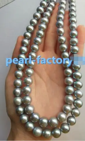 

free shipping 11-10MM SOUTH SEA TAHITIAN GRAY PEARL NECKLACE
