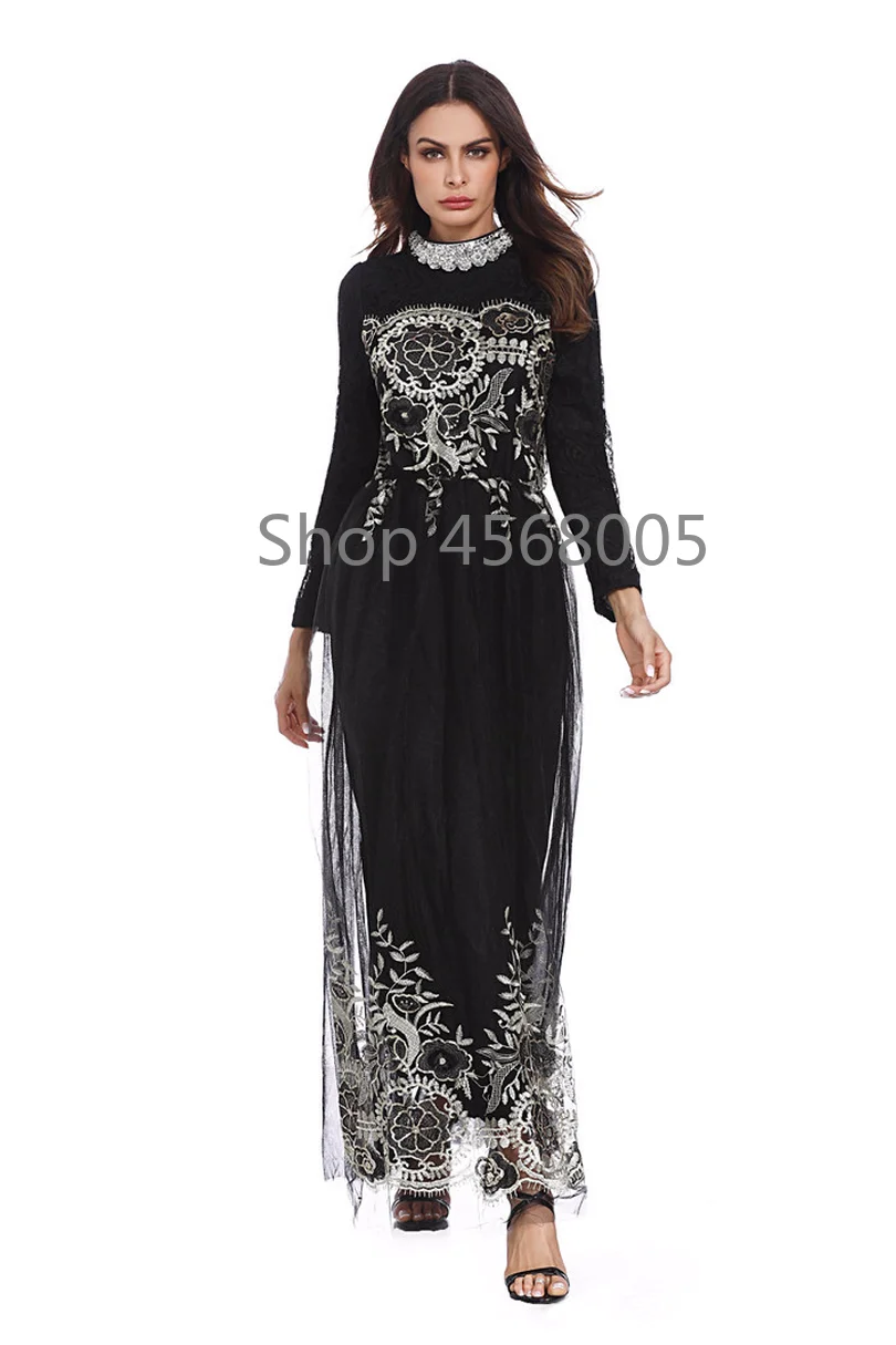 Новое Элегантное мусульманское платье abaya кружевное сшитое мусульманская одежда