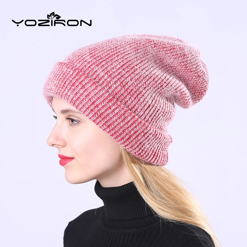 

YOZIRON Women Men Messy Bun Beanie Rabbit Acrylic Male Female Girl's Slouch Beanies Adult Casual Solid Color Ladies Skullies Cap