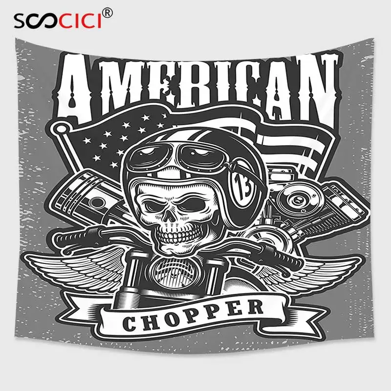 Cutom гобелен настенный череп декор Классический американский Винтаж мотоцикл