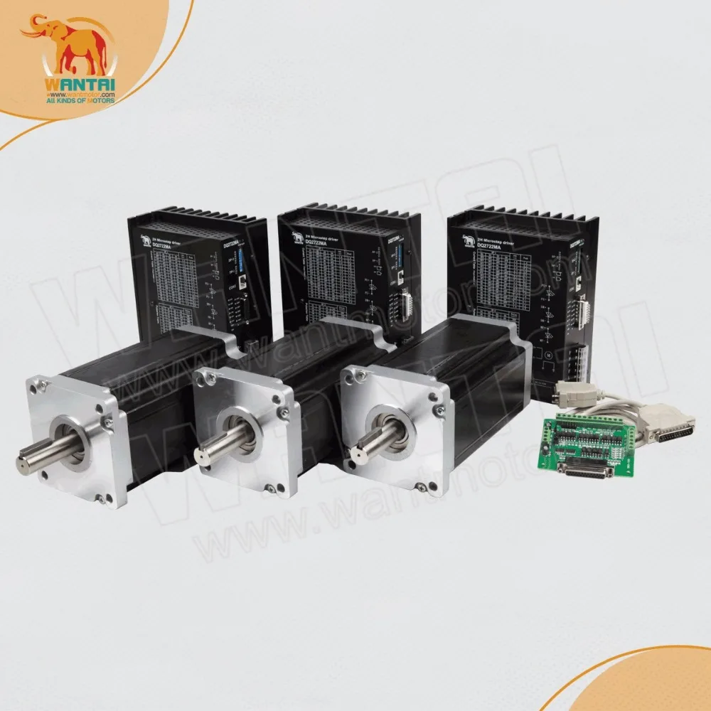 Дешевый ЧПУ! Wantai 3 оси Nema 42 Шаговый двигатель 110BYGH99 001 1700oz in + Драйвер DQ2722MA 220V 7.0A 300