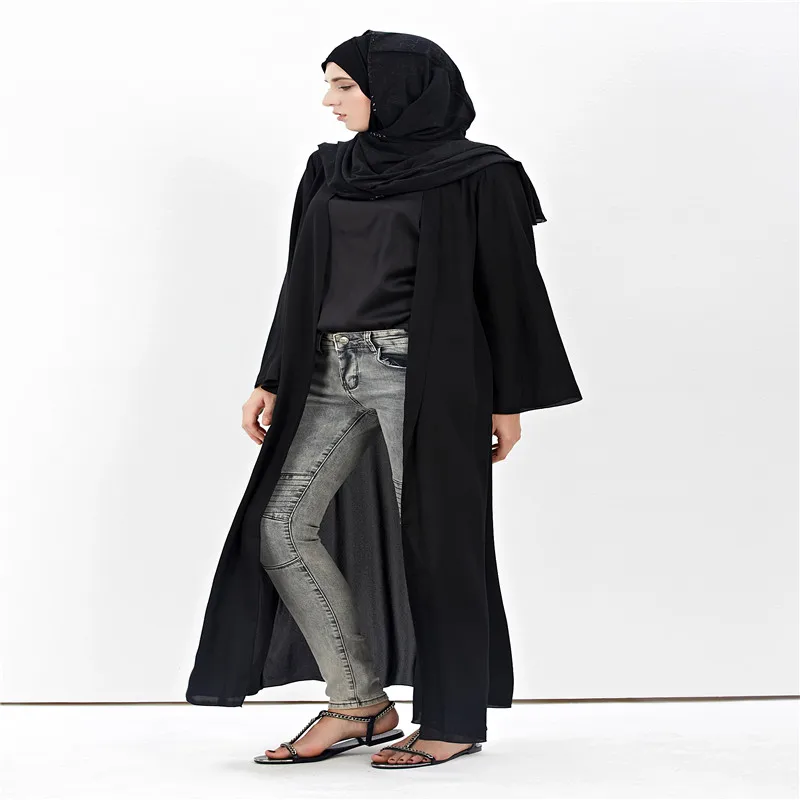 Мусульманский женский кардиган с открытым передом Модный корейский пеньковый