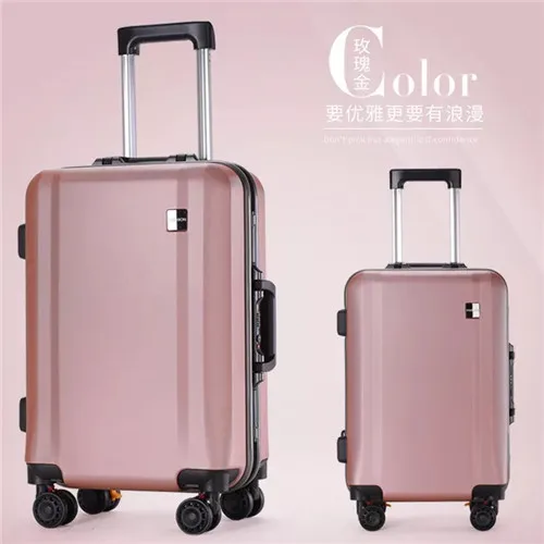 Rose gold KLQDZMS 20 мм/22 мм/24/26inc Высококачественный бизнес сумки на колёсиках чемодан на колесиках pc чемодан дорожные сумки на колесах - Цвет: Rose gold