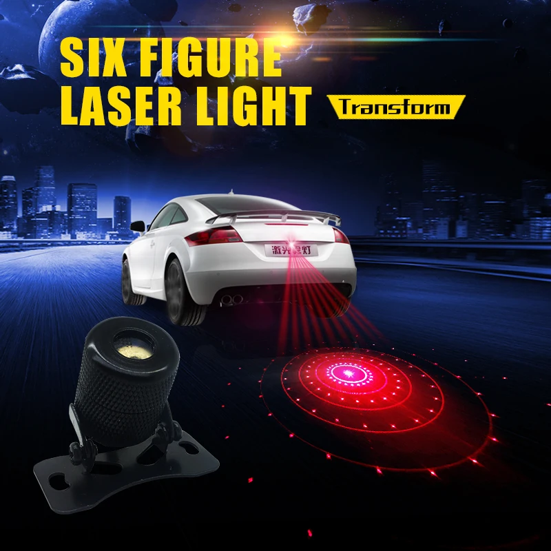 Car Decoration Warning Tail Rear-end Projector Fog Anti-Collision Laser Ornament Light Lamp Driving Safety Multi-Figure Styling |