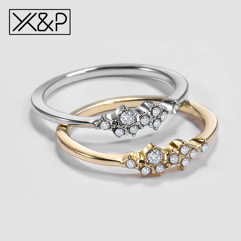 X& P Модные кольца с золотыми и серебряными кристаллами для женщин, обручальное, свадебное, милое, простое, маленькое, Легкое женское кольцо, ювелирное изделие, подарок