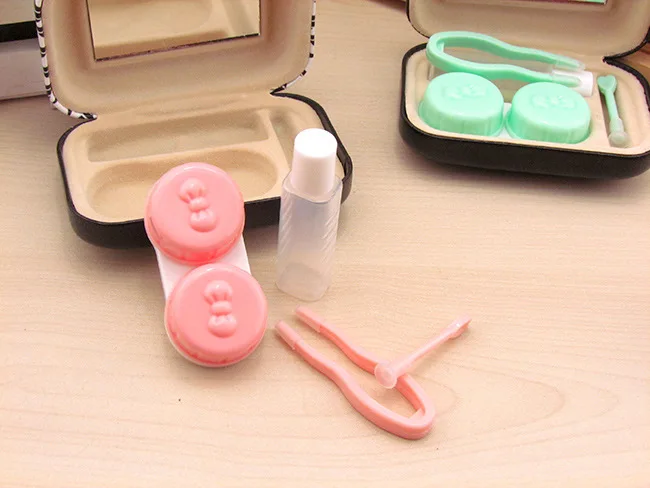 Forest Animals Cosmetic Contact lens case with mirror colored contact cute Lovely Travel box Eyewear Accessories | Аксессуары для