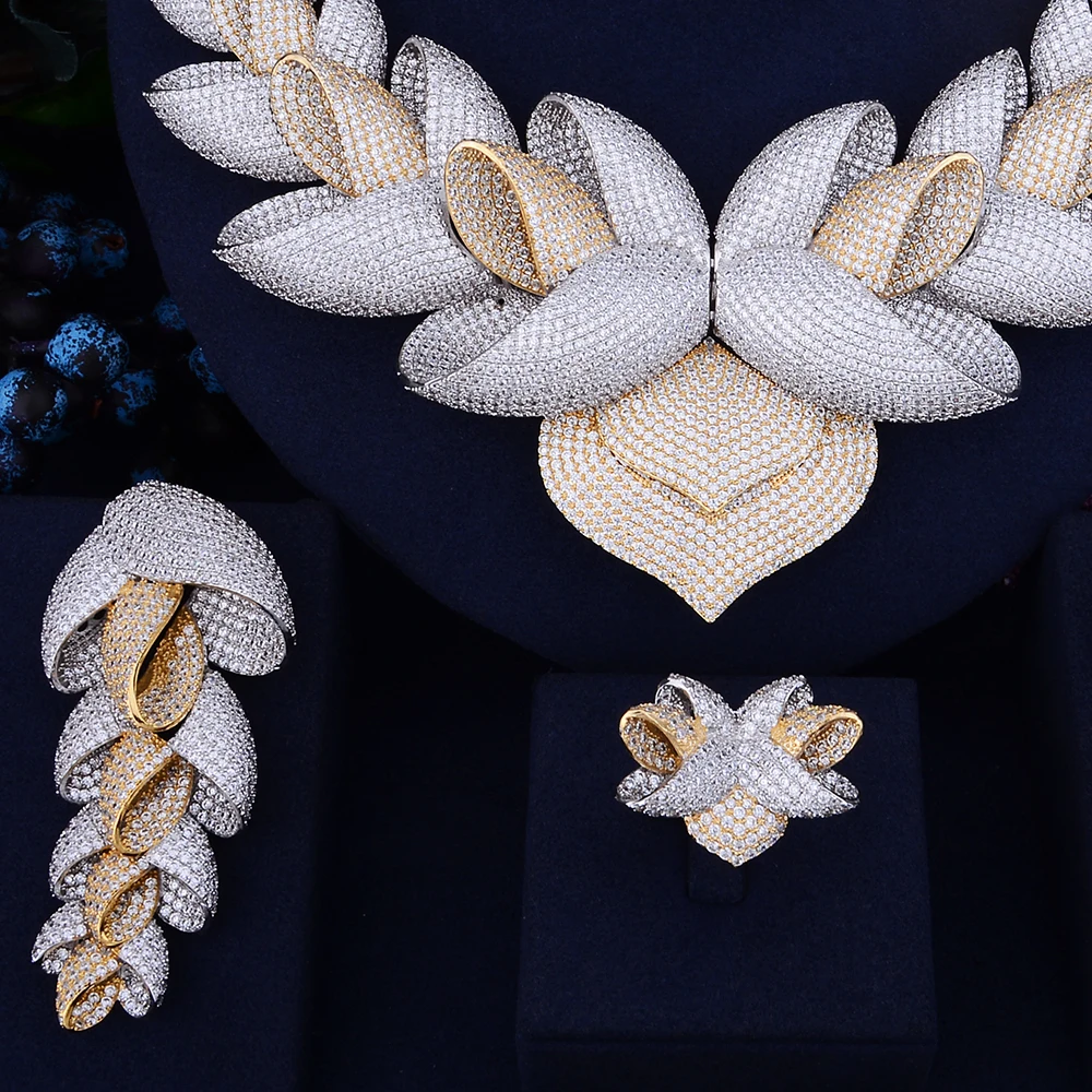 Женский комплект украшений GODKI ювелирных изделий из фианита с цветком лотоса и