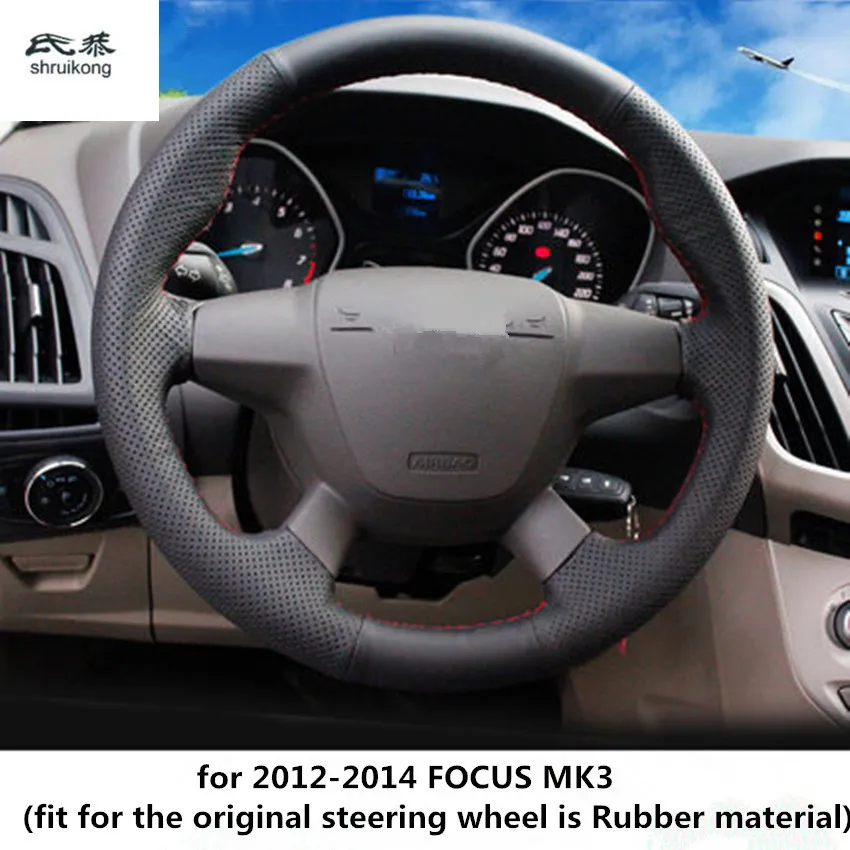 Прошитый кожаный чехол рулевого колеса автомобиля аксессуары для FORD FOCUS MK2 MK3 2005-2011 2011