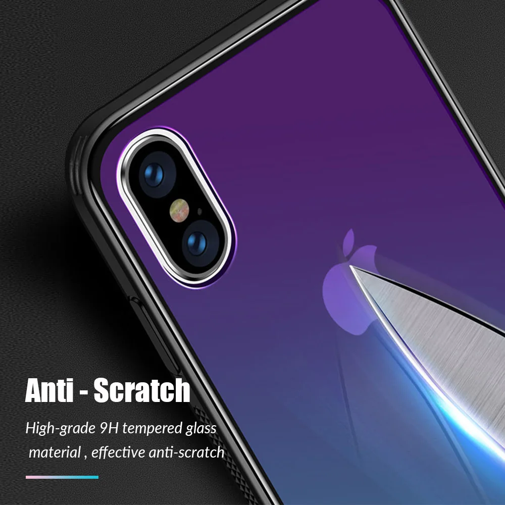Роскошный стеклянный чехол для телефона iPhone XR XS Max прозрачный градиентный Чехол 9H