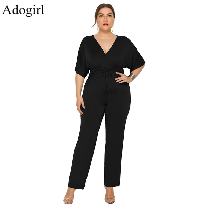 Повседневный женский комбинезон Однотонный с V образным вырезом и высокой талией