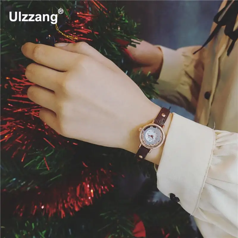 Роскошные ясно капель кварцевые женские часы небольшой свежий ретро простой